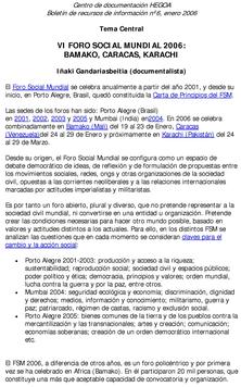 VI Foro Social Mundial 2006 : Bamako, Caracas, Karachi