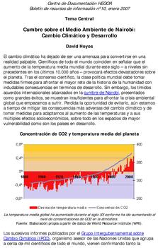 Cumbre sobre el medio ambiente de Nairobi : Cambio climático y desarrollo