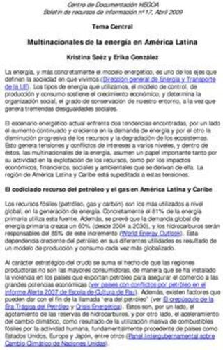 Portada Multinacionales de la energía en América Latina