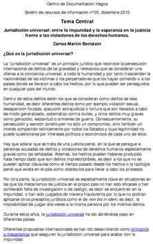 Jurisdicción universal : Entre la impunidad y la esperanza en la justicia frente a las violaciones de los derechos humanos