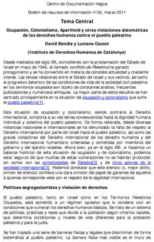 Ocupación, colonialismo, apartheid y otras violaciones sistemáticas de los derechos humanos contra el pueblo palestino