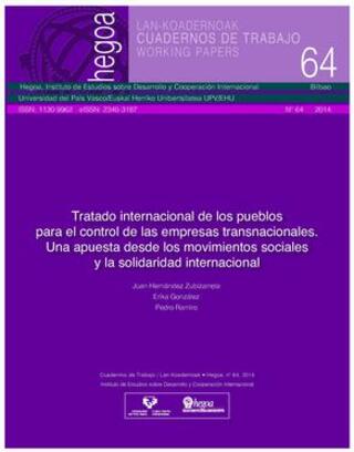 Portada Tratado internacional de los pueblos para el control de las empresas transnacionales: Una apuesta desde los movimientos sociales y la solidaridad internacional = Herrien nazioarteko tuna, empresa transnacionales kontroleraks: Gizarte-mugimenduetan eta nazioarteko elkartasunean oinarritutako apustua