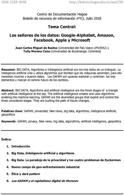 Los señores de los datos: Google-Alphabet, Amazon, Facebook, Apple y Microsoft