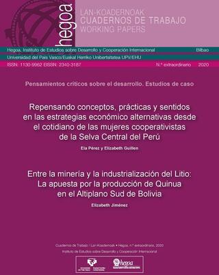 Portada Pensamientos críticos sobre el desarrollo. Estudios de caso: Repensando conceptos, prácticas y sentidos en las estrategias económico alternativas desde el cotidiano de las mujeres cooperativistas de la Selva Central del Perú