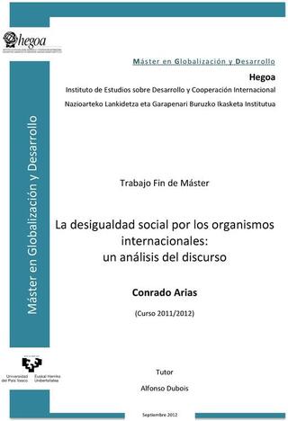 Portada La desigualdad social por los organismos internacionales: Un análisis del discurso