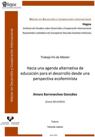 Portada Hacia una agenda alternativa de educación para el desarrollo desde una perspectiva ecofeminista