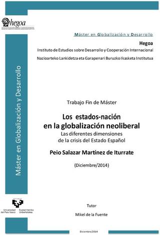 Portada Los estados-nación en la globalización neoliberal Las diferentes dimensiones de la crisis del Estado Español