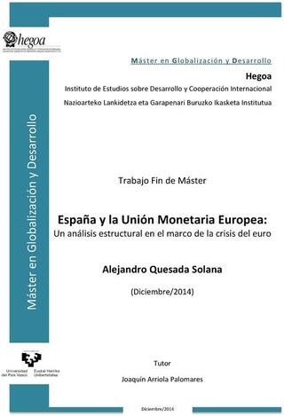 Portada España y la Unión Monetaria Europea: Un análisis estructural en el marco de la crisis del euro