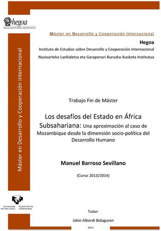 Portada Los desafíos del Estado en África Subsahariana: Una aproximación al caso de Mozambique desde la dimensión socio-­política del Desarrollo Humano