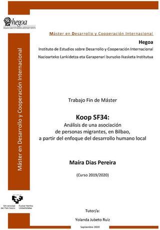 Portada Koop SF34: Análisis de una asociación de personas migrantes, en Bilbao, a partir del enfoque del desarrollo humano local