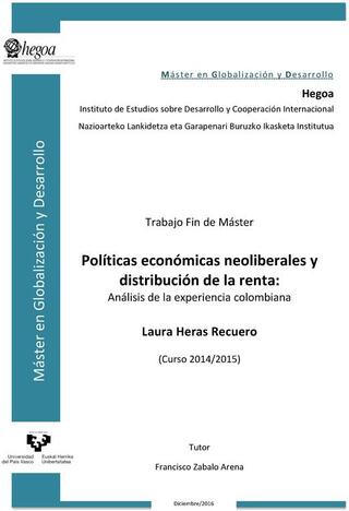 Portada Políticas económicas neoliberales y distribución de la renta: Análisis de la experiencia colombiana