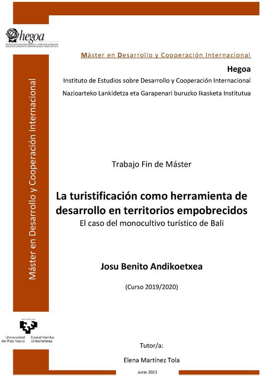 La turistificación como herramienta de desarrollo en territorios empobrecidos: El caso del monocultivo turístico de Bali