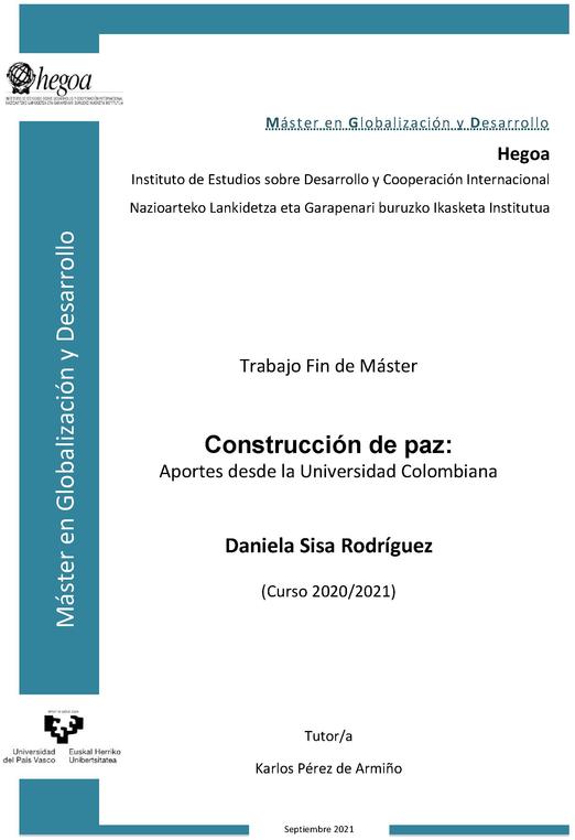 Construcción de paz: aportes desde la Universidad Colombiana