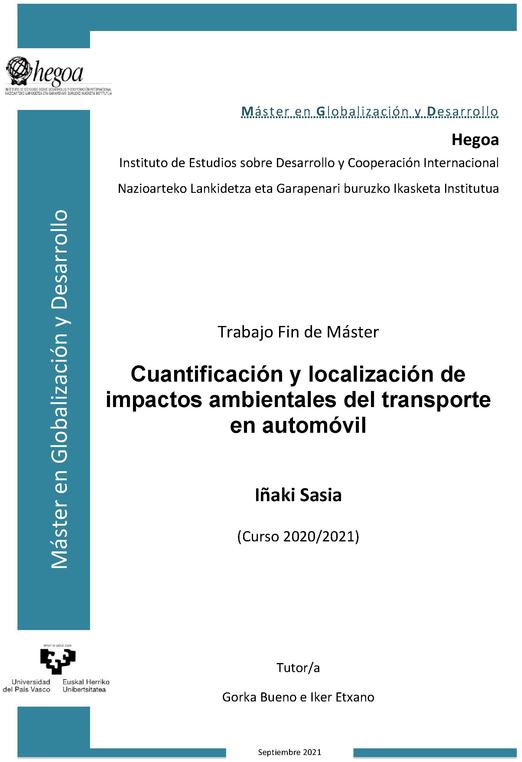 Cuantificación y localización de impactos ambientales del transporte en automóvil