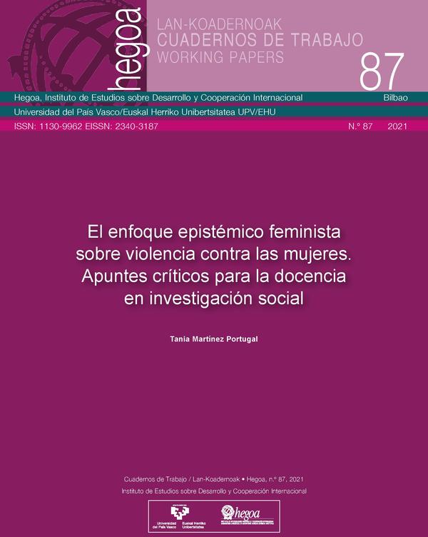 Portada El enfoque epistémico feminista sobre violencia contra las mujeres.
Apuntes críticos para la docencia en investigación social