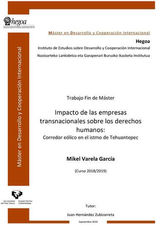 Portada Impacto de las empresas transnacionales sobre los derechos humanos: Corredor eólico en el istmo de Tehuantepec