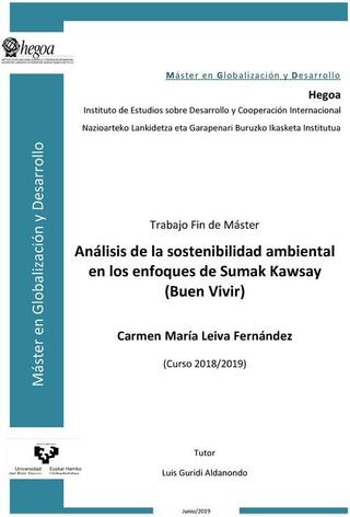 Portada Análisis de la sostenibilidad ambiental en los enfoques de Sumak Kawsay (Buen Vivir)