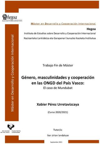 Portada Género, masculinidades y cooperación en las ONGD del País Vasco: El caso de Mundubat
