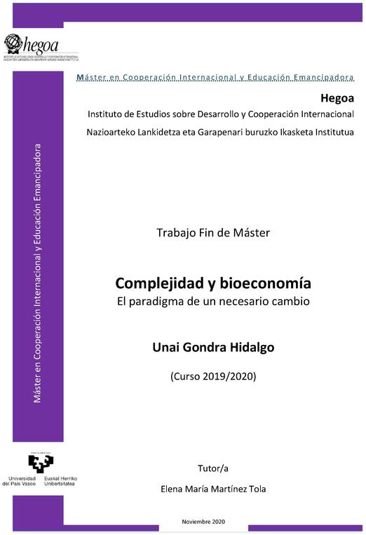 Portada Complejidad y bioeconomía: El paradigma de un necesario cambio