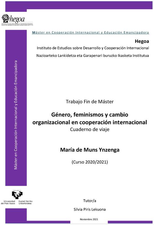 Género, feminismos y cambio organizacional en cooperación internacional. Cuaderno de viaje