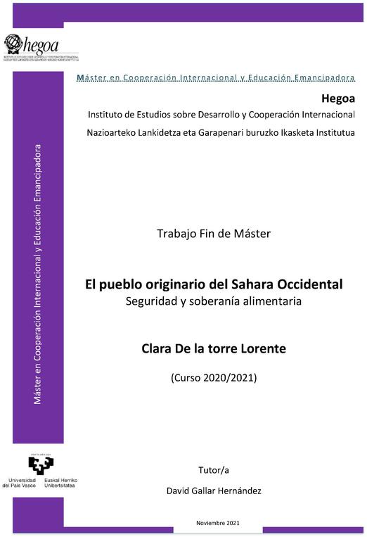 Portada El pueblo originario del Sahara Occidental: Seguridad y soberanía alimentaria