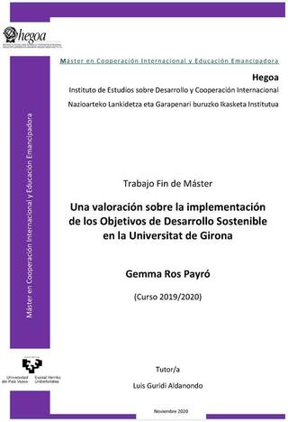 Portada Una valoración sobre la implementación de los Objetivos de Desarrollo Sostenible en la Universitat de Girona