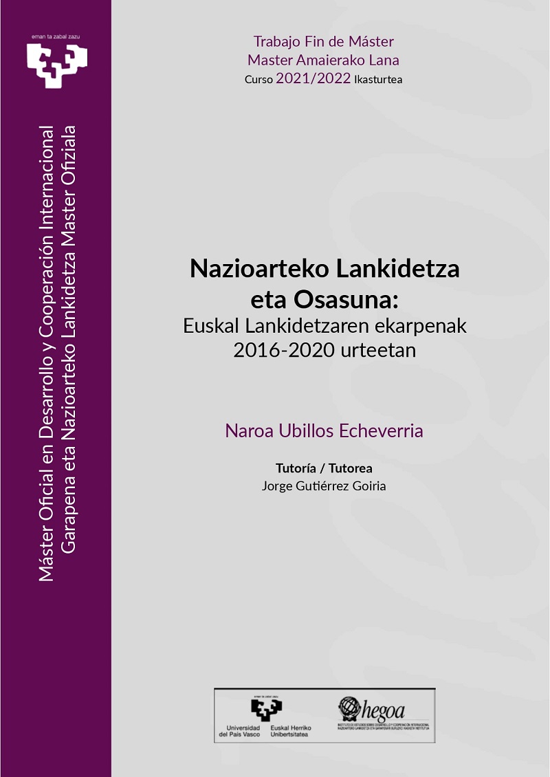 Nazioarteko Lankidetza eta Osasuna: Euskal Lankidetzaren ekarpenak 2016-2020 urteetan