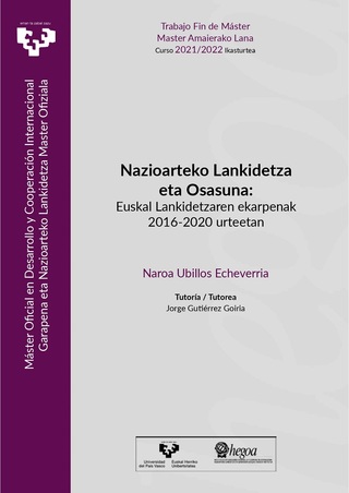 Portada Nazioarteko Lankidetza eta Osasuna: Euskal Lankidetzaren ekarpenak 2016-2020 urteetan