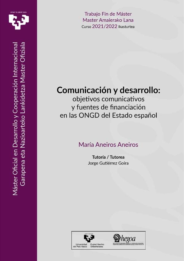 Comunicación y desarrollo: objetivos comunicativos y fuentes de financiación en las ONGD del Estado español