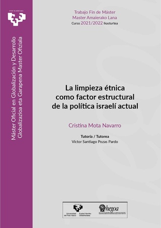 Portada La limpieza étnica como factor estructural de la política israelí actual