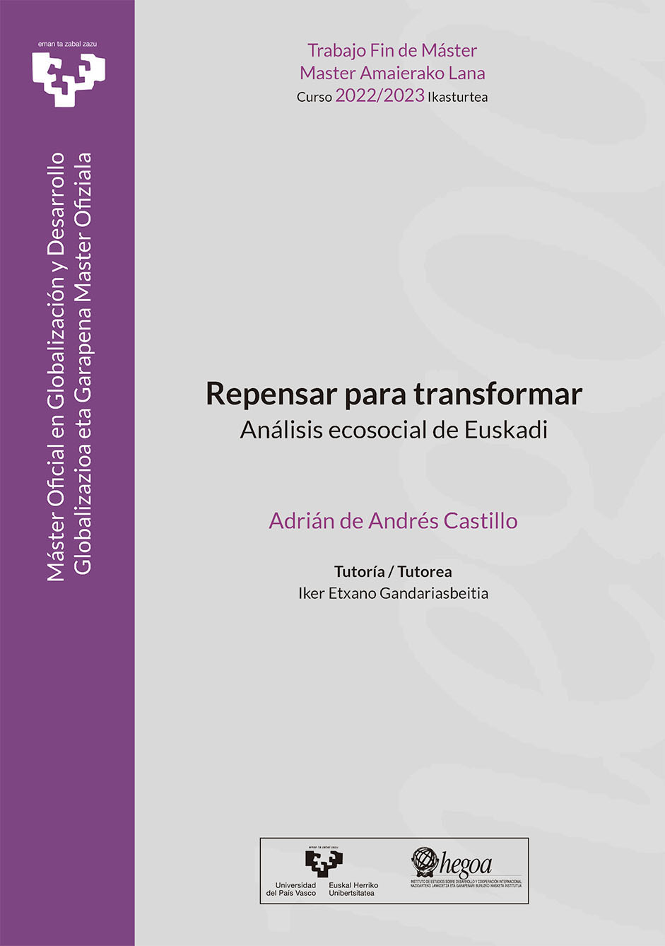 Repensar para transformar. Análisis ecosocial de Euskadi