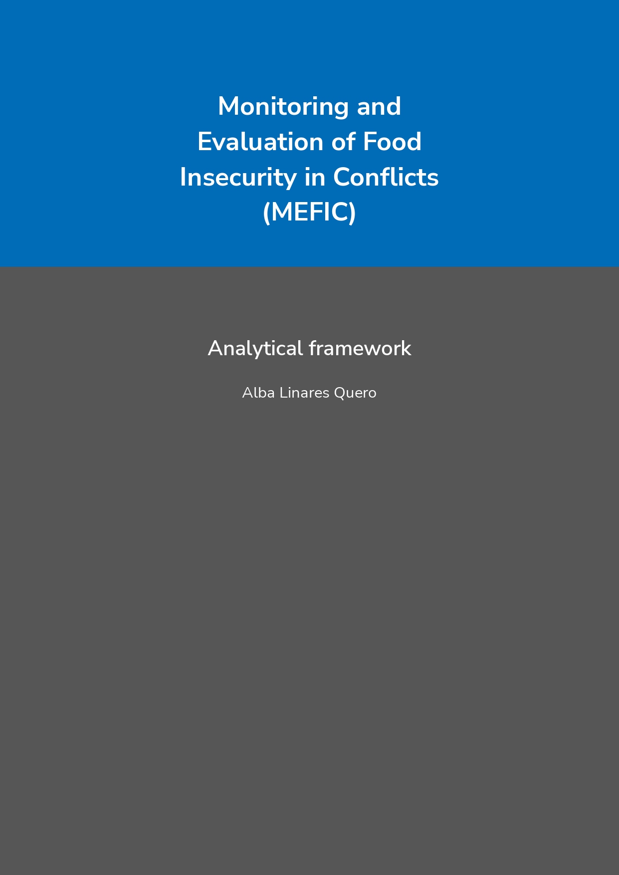 Monitoring and Evaluation of Food Insecurity in Conflicts (MEFIC). Analytical framework