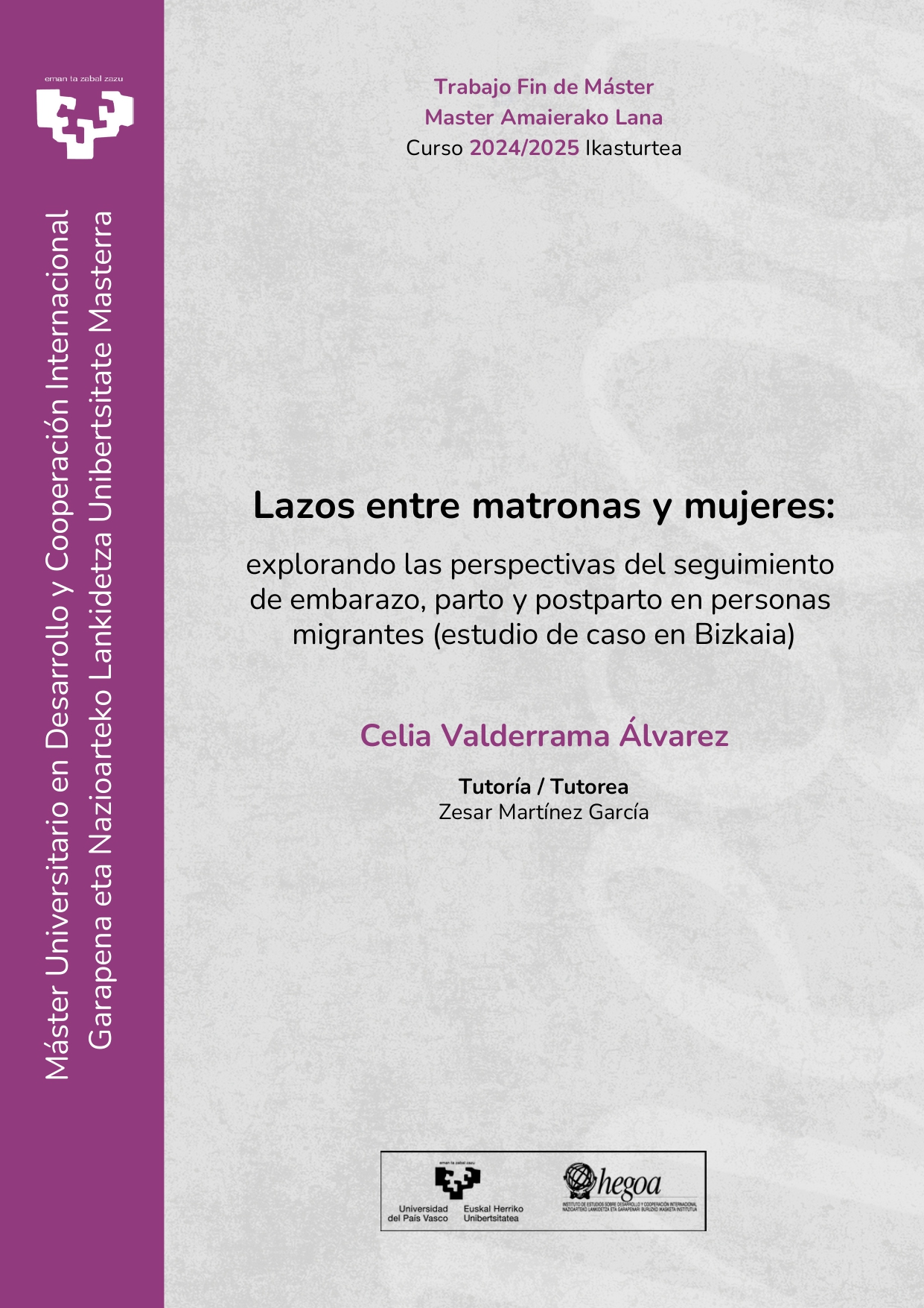 Lazos entre matronas y mujeres: explorando las perspectivas del seguimiento de embarazo, parto y postparto en personas migrantes (estudio de caso en Bizkaia)